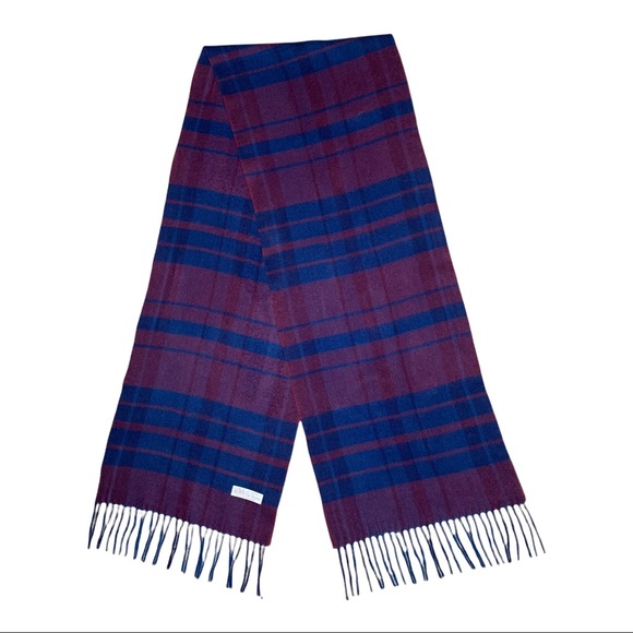 Accessories - 100% Cashmere plaid fringed neck scarf